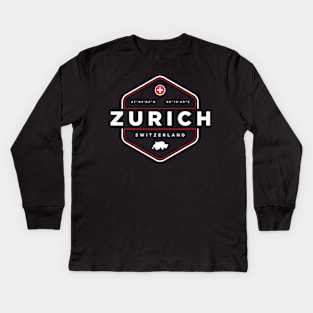 Zurich Switzerland Map Flag Kids Long Sleeve T-Shirt